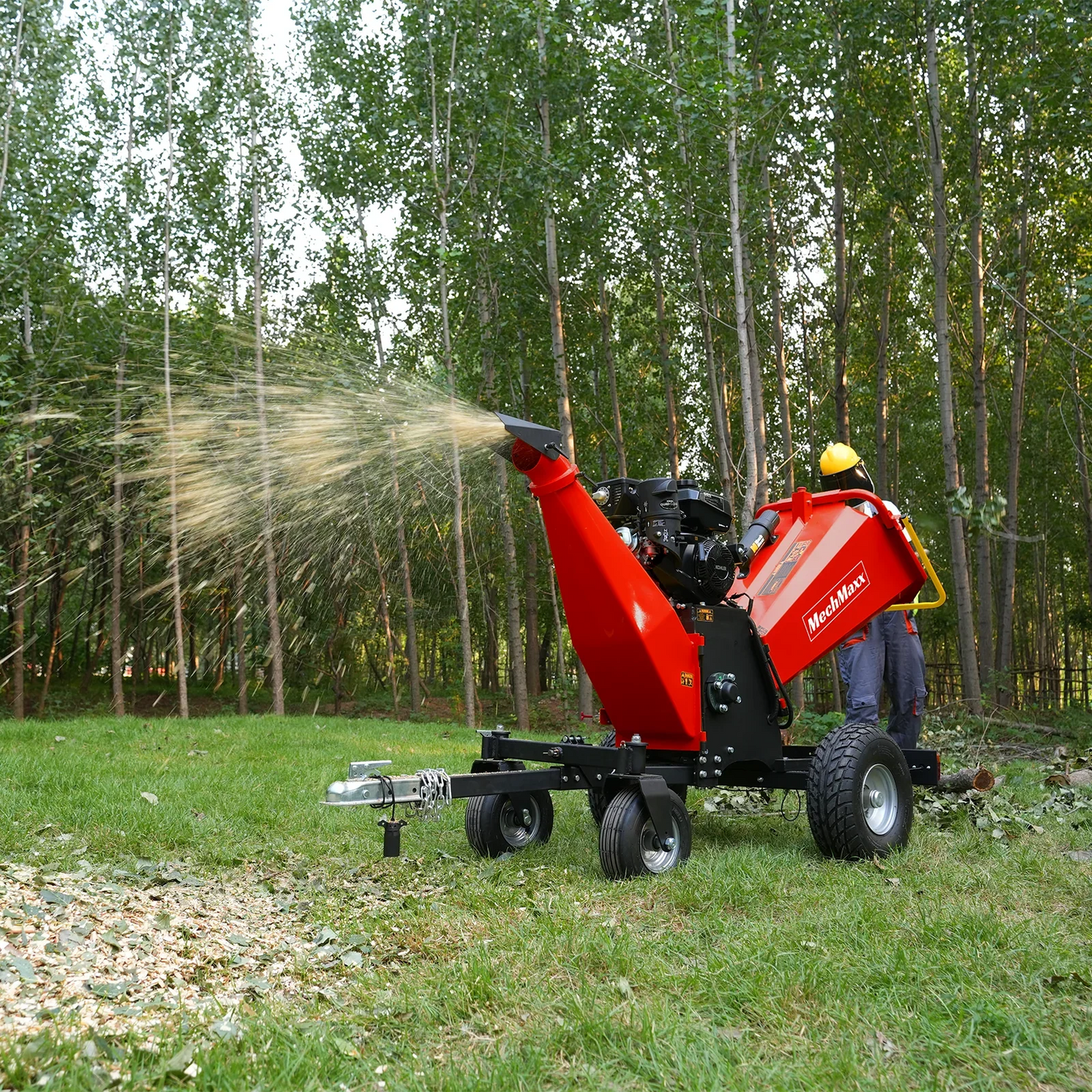 MechMaxx B150 Wood Chipper 6" KOHLER Electric Start 429cc 14HP Gas Powered 4-Wheel Drum with Taillight New