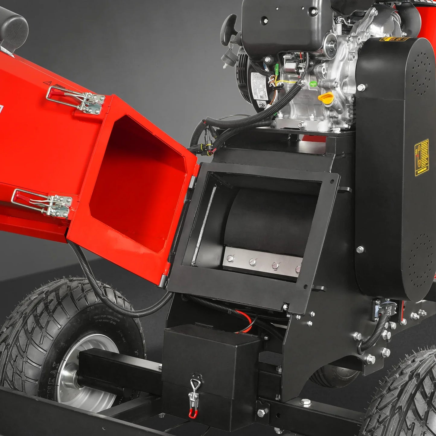 MechMaxx B150 Wood Chipper 6" ZONSEN Electric Start 459cc 15HP Gas Powered 4-Wheel Drum with Taillight New