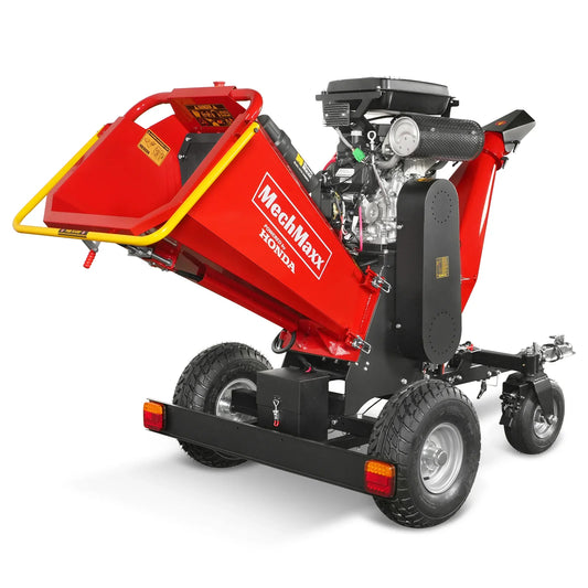 MechMaxx B200 Wood Chipper 8" Honda Electric Start 688cc 22HP Gas Powered 4-Wheel Drum with Taillight New