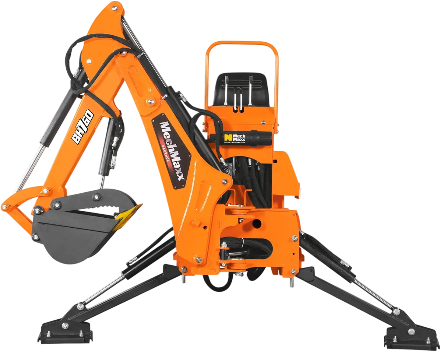 MechMaxx BH760 Tractor Backhoe Attachment 8' Hydraulic Thumb 15" Bucket ISO/SAE Switchable Controls 20-100 HP New