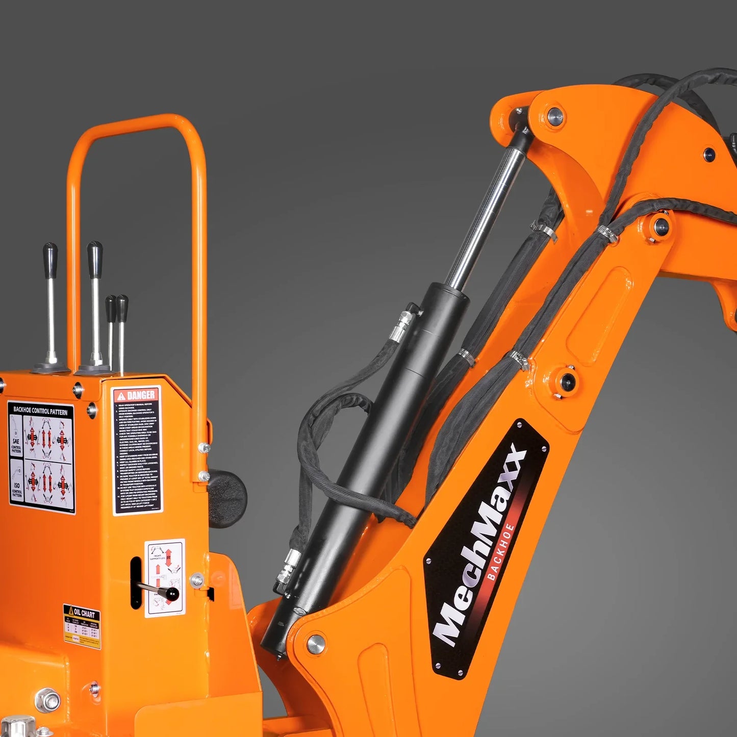 MechMaxx BH760 Tractor Backhoe Attachment 8' Hydraulic Thumb 15" Bucket ISO/SAE Switchable Controls 20-100 HP New