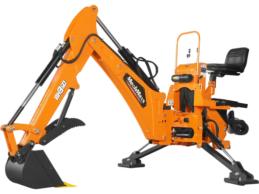 MechMaxx BH860M Tractor Backhoe Attachment 9' Mechanical Thumb 15" Bucket ISO/SAE Switchable Controls 25-100 HP New
