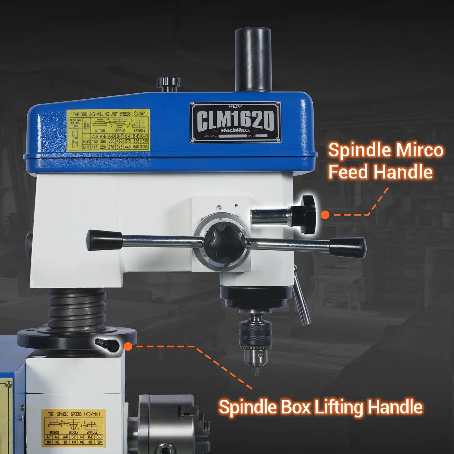 MechMaxx HQ400 Combination Lathe Milling Machine 1 HP 16x16" Multi-Function Metalworking Combo Lathe Drill Mill Head New