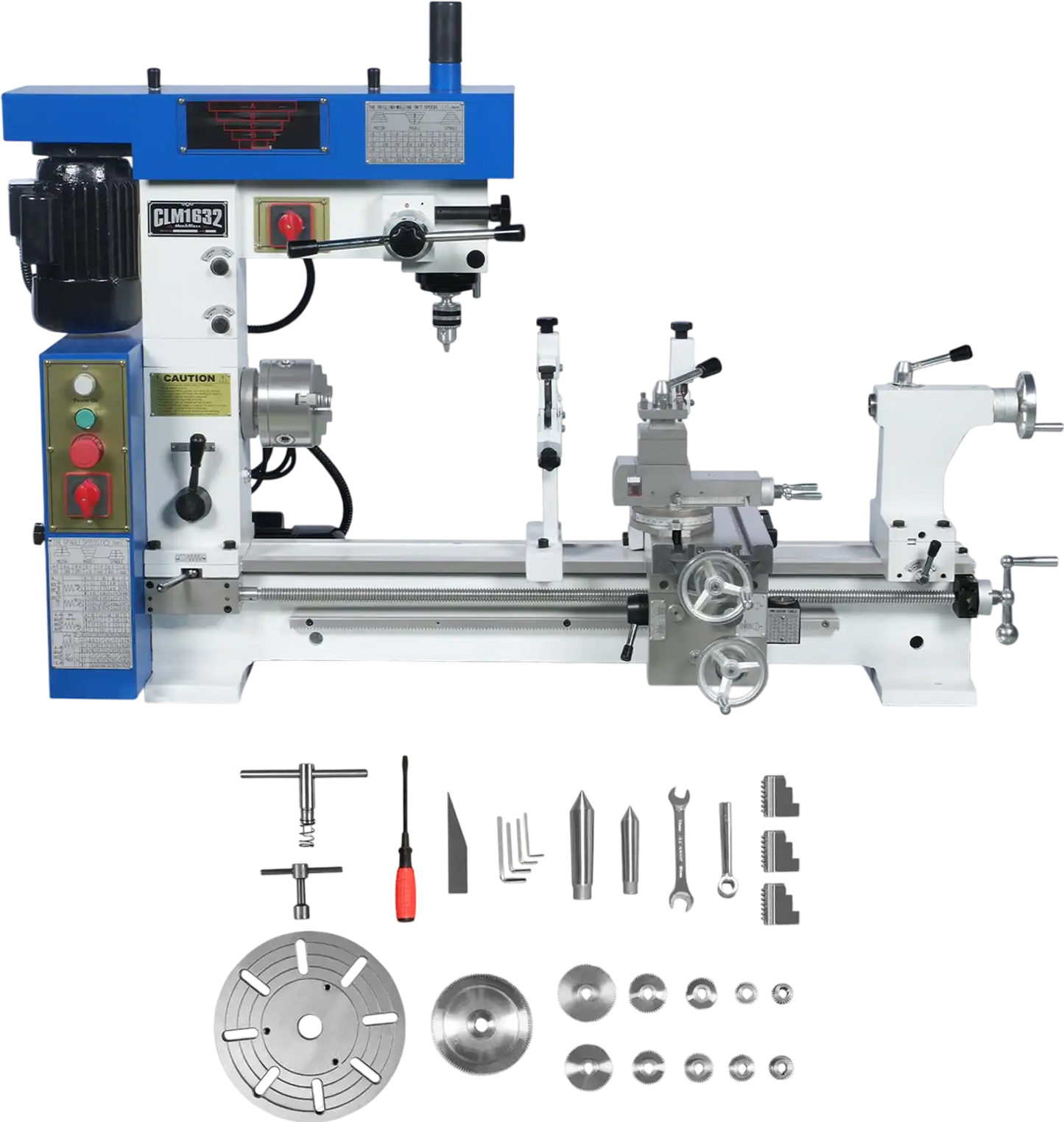 MechMaxx HQ800 Combination Lathe Milling Machine 1 HP 16x32" Multi-Function Metal Lathe Drilling Milling Machine Head New