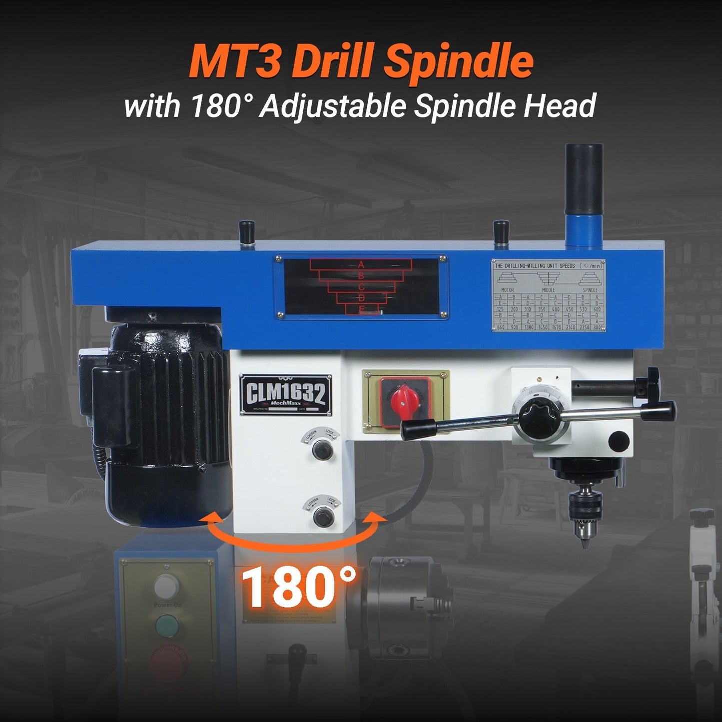 MechMaxx HQ800 Combination Lathe Milling Machine 1 HP 16x32" Multi-Function Metal Lathe Drilling Milling Machine Head New