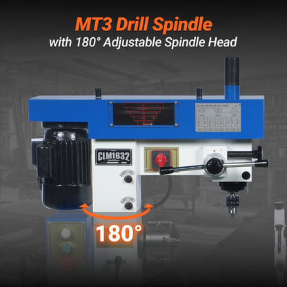 MechMaxx HQ800 Combination Lathe Milling Machine 1 HP 16x32" Multi-Function Metal Lathe Drilling Milling Machine Head New