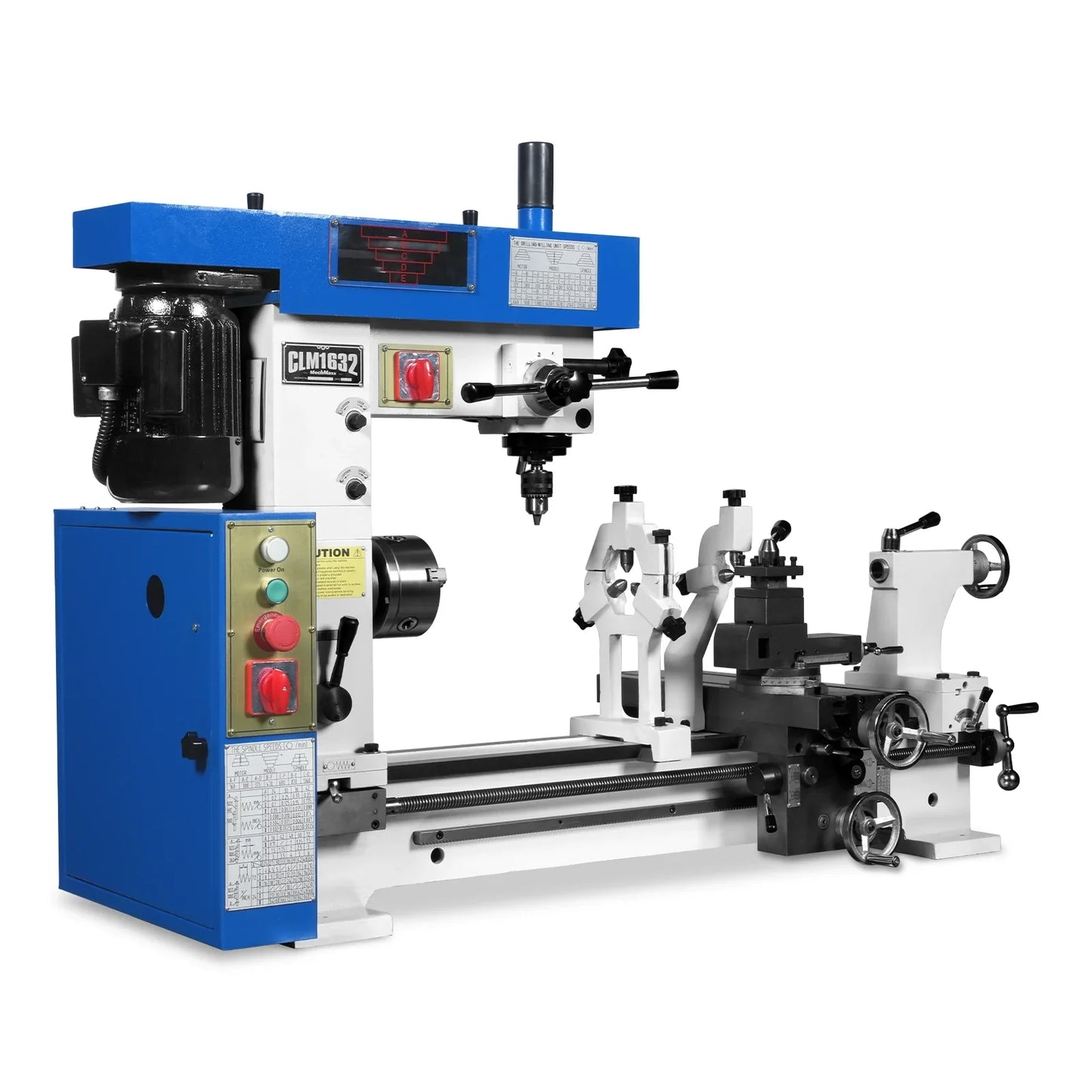 MechMaxx HQ800 Combination Lathe Milling Machine 1 HP 16x32" Multi-Function Metal Lathe Drilling Milling Machine Head New
