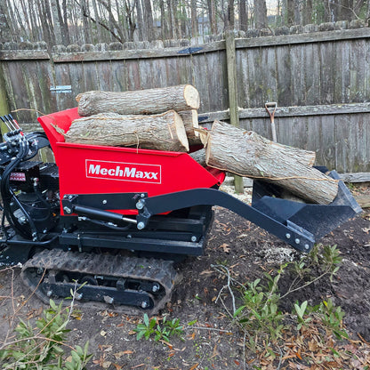 MechMaxx D50HTFL Mini Dumper 1100 lbs Capacity Electric Start 10HP 302cc Gas Engine Tracked Hydraulic Tipping Lifting Front Shovel New