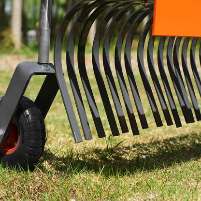 MechMaxx LR84W Landscape Rake 84" Bolt-On Wheels 42 Tines 3 Point Hitch Tractor Attachment New