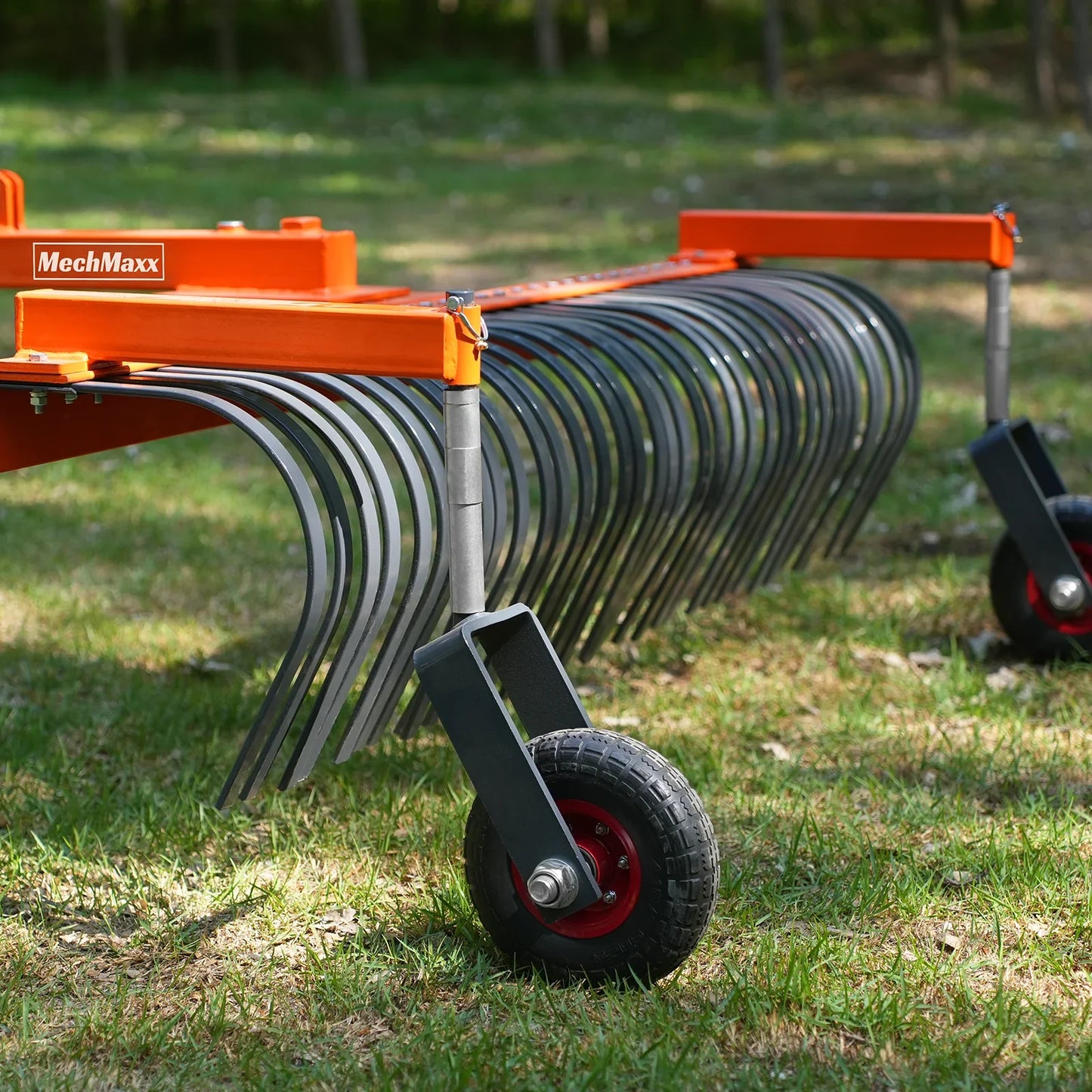 MechMaxx LR72W Landscape Rake 72" Bolt-On Wheels 36 Tines 3 Point Hitch Tractor Attachment New