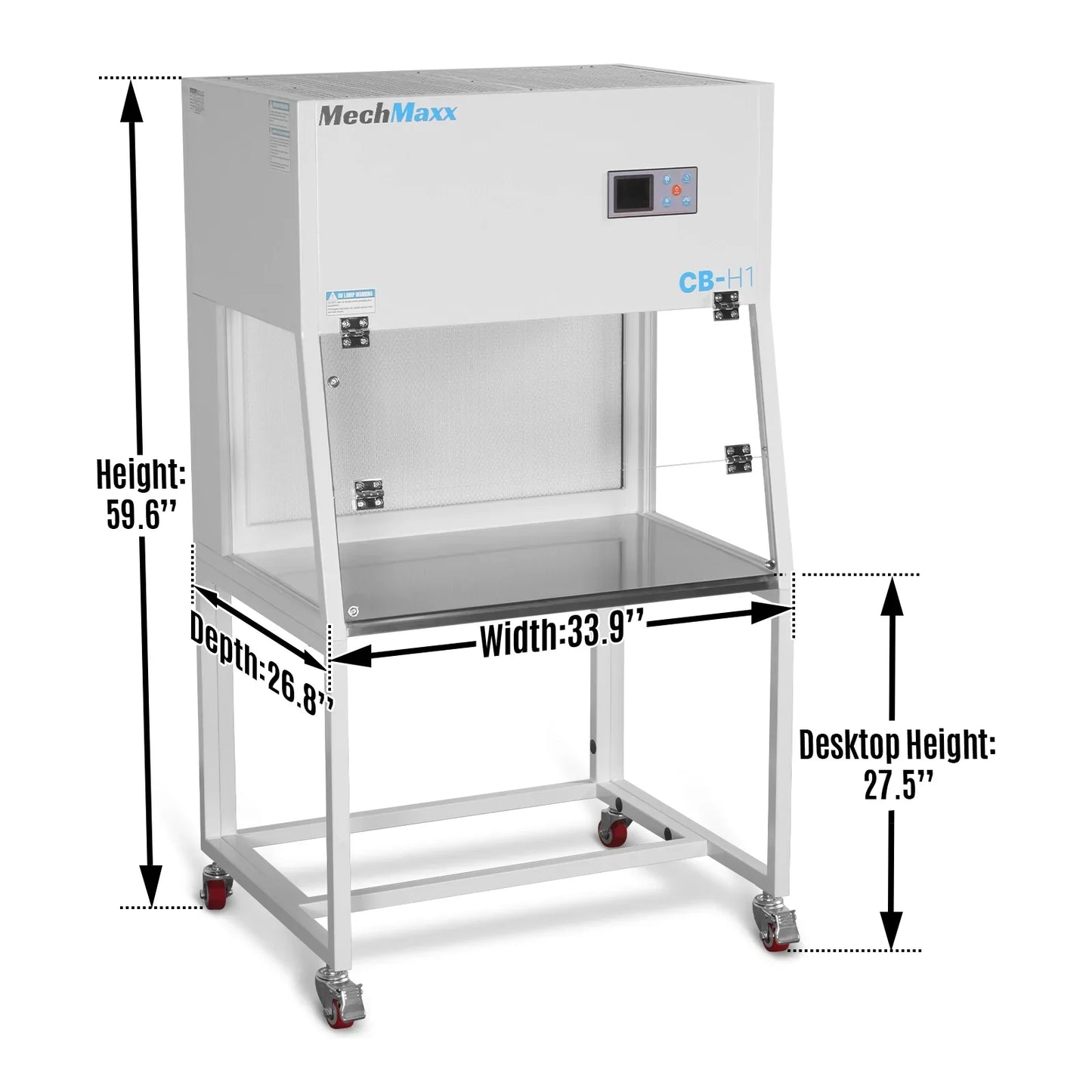 MechMaxx CB-H1 Clean Bench 33.9" Wide Horizontal Laminar Flow HEPA Filtration UV Sterilization ISO Class 5 New