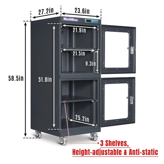 MechMaxx EDC540A Desiccator Cabinet 540L ESD Electronic Dry Cabinet 20-60% RH Low Humidity Storage New