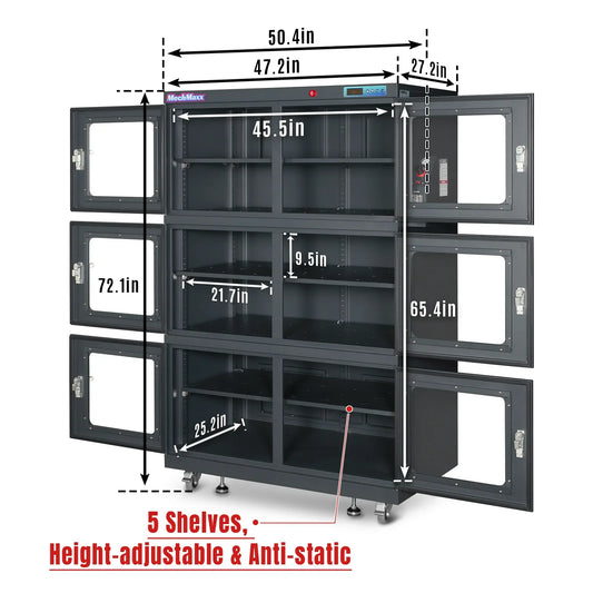 MechMaxx NC1430B-6 Desiccator Cabinet 1430L ESD Nitrogen Dry Low Humidity Storage New