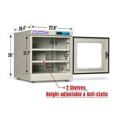 MechMaxx EDC210AW Desiccator Cabinet 210L ESD Electronic Dry Cabinet 20-60% RH Low Humidity Storage White New