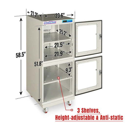 MechMaxx EDC540CW Desiccator Cabinet 540L ESD Electronic Dry Cabinet 1-10% RH Ultra-Low Humidity Storage White New