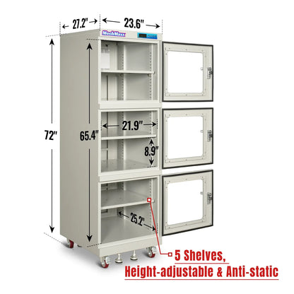 MechMaxx EDC730AW Desiccator Cabinet 730L ESD Electronic Dry Cabinet 20-60% RH Low Humidity Storage White New