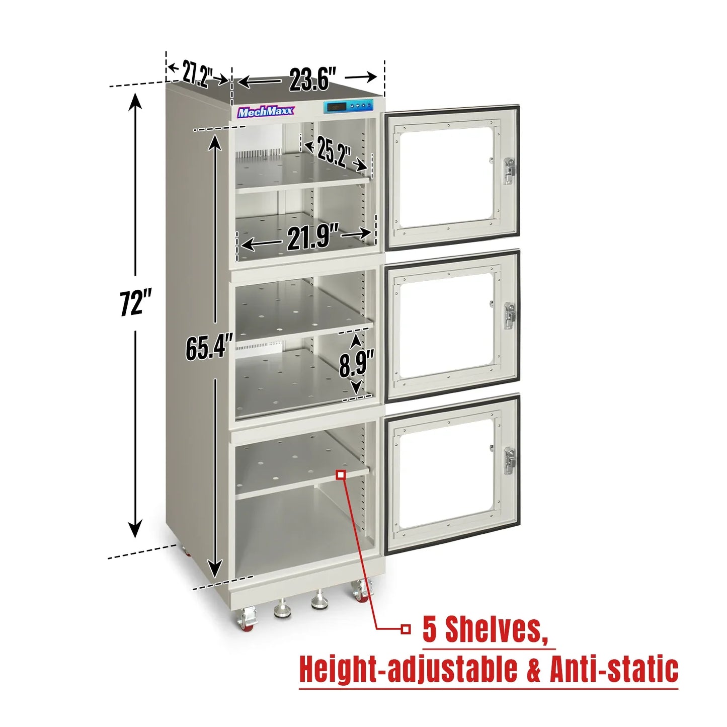 MechMaxx EDC730CW Desiccator Cabinet 1-10% RH Electronic Dry 730L ESD Ultra-Low Humidity Storage White New
