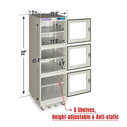 MechMaxx EDC730CW Desiccator Cabinet 1-10% RH Electronic Dry 730L ESD Ultra-Low Humidity Storage White New