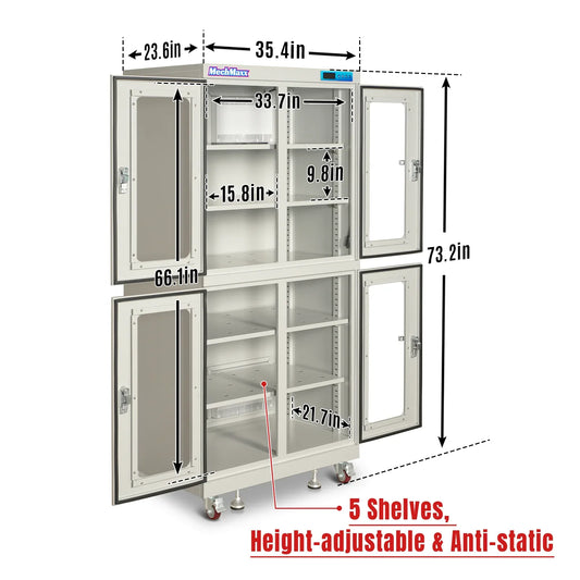 MechMaxx EDC880AW Desiccator Cabinet 880L ESD Electronic Dry Cabinet 20-60% RH Low Humidity Storage White New