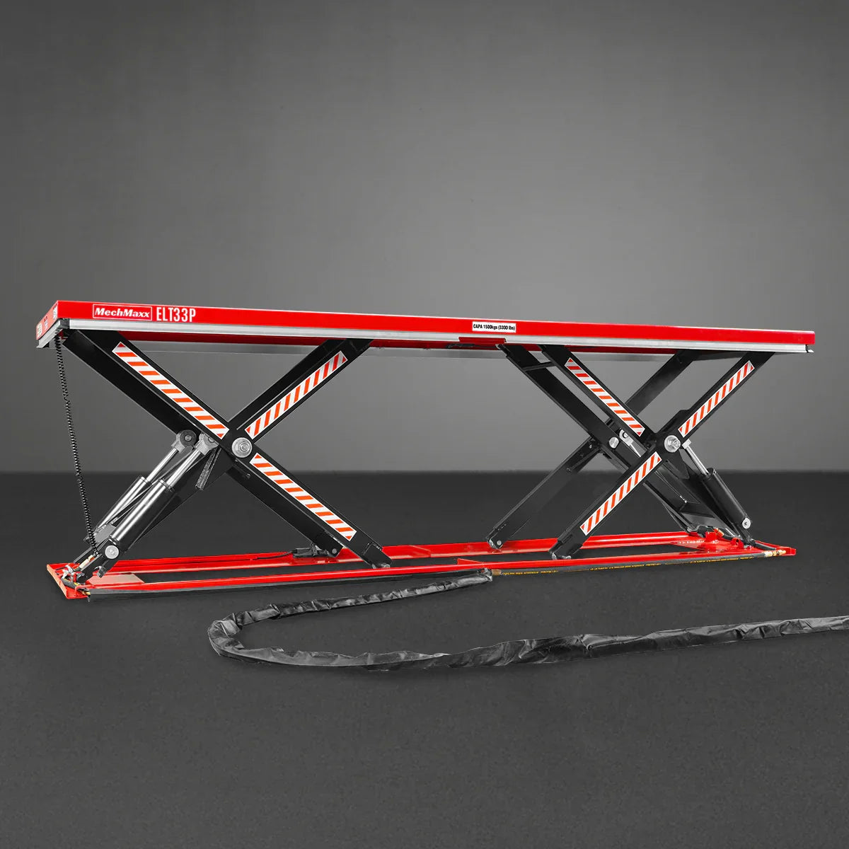 MechMaxx ELT33P Lift Table Stationary Electric Hydraulic Parallel Double Scissor 3300 lbs Capacity 108.3" x 31.5" Platform 33.9" Lift Height UL Certified Motor New