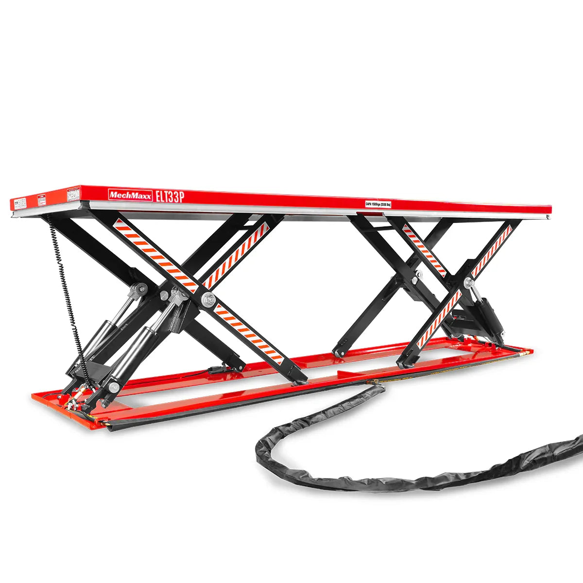 MechMaxx ELT33P Lift Table Stationary Electric Hydraulic Parallel Double Scissor 3300 lbs Capacity 108.3" x 31.5" Platform 33.9" Lift Height UL Certified Motor New