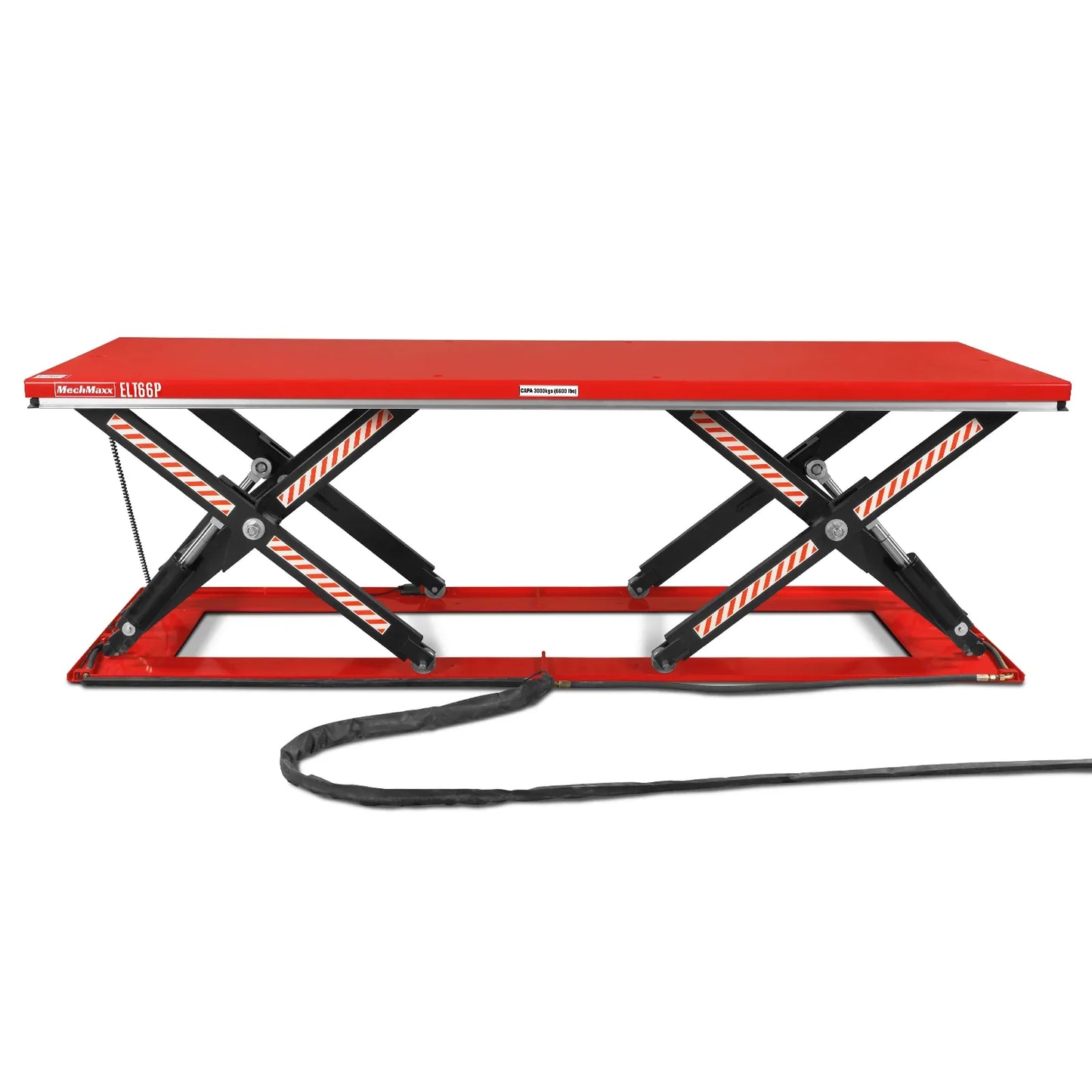 MechMaxx ELT66P Lift Table Stationary Electric Hydraulic Parallel Double Scissor 6600 lbs Capacity 112.9 x 39.4" Platform 34.3" Lift Height UL Certified Motor New