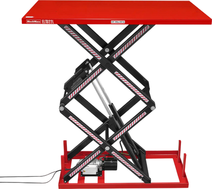 MechMaxx ELTD22L Lift Table 2200 lbs Capacity Stationary Powered Hydraulic Double Scissor 86.6" x 51.2" Platform 94.5" Lift Height UL Certified Motor New