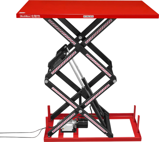 MechMaxx ELTD22L Lift Table 2200 lbs Capacity Stationary Powered Hydraulic Double Scissor 86.6" x 51.2" Platform 94.5" Lift Height UL Certified Motor New