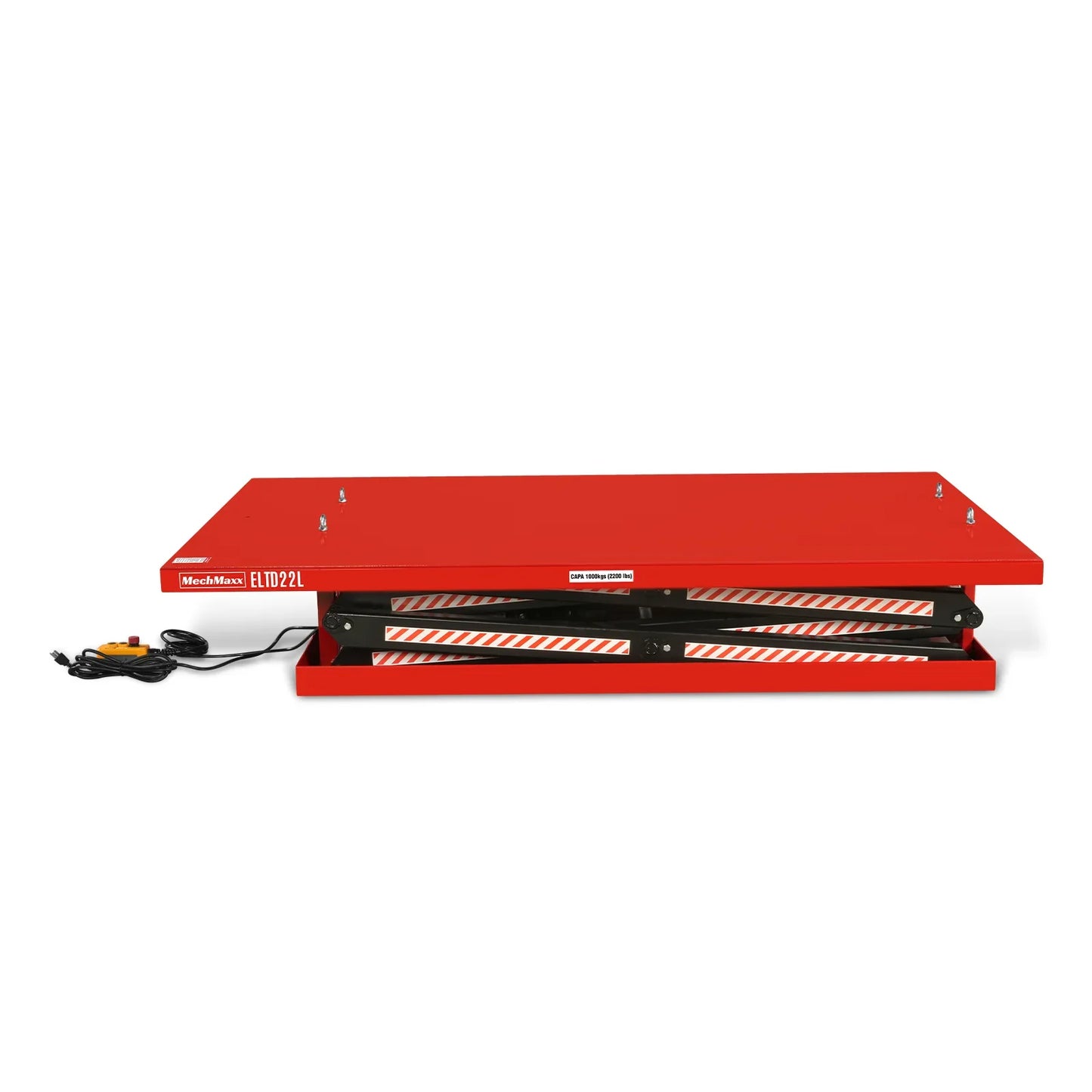 MechMaxx ELTD22L Lift Table 2200 lbs Capacity Stationary Powered Hydraulic Double Scissor 86.6" x 51.2" Platform 94.5" Lift Height UL Certified Motor New