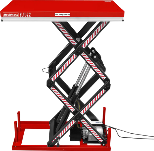 MechMaxx ELTD22 Lift Table 2200 lbs Capacity Stationary Electric Hydraulic Double Scissor 51.2" x 32.3" Platform 70.1" Lift Height UL Certified Motor New