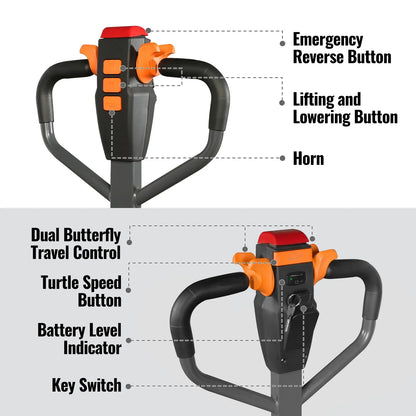 MechMaxx LPT44 Pallet Jack 4400 lbs Lithium-ion Electric 45x27" Fork 48V 30Ah Removable Battery Walkie Type New