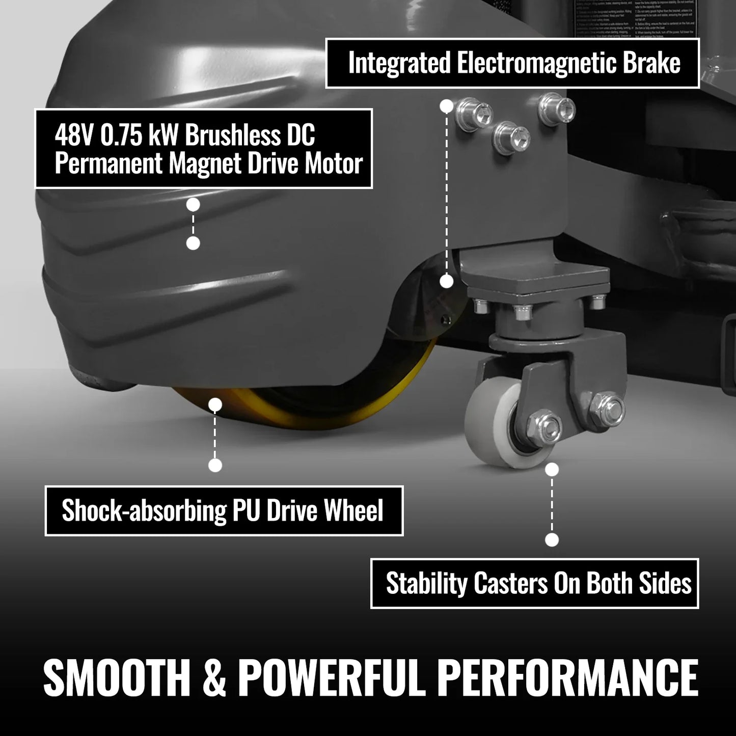 MechMaxx LPT44 Pallet Jack 4400 lbs Lithium-ion Electric 45x27" Fork 48V 30Ah Removable Battery Walkie Type New