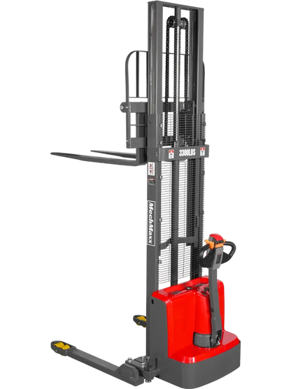 MechMaxx F33-118SLA Stacker 3300 lbs Electric Straddle 118" Lift Adjustable Legs Forks New