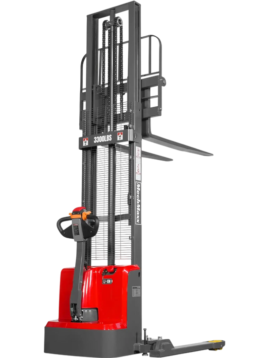 MechMaxx F33-118S Stacker 3300 lbs Lithium-ion Electric Straddle 118" Lift Adjustable Legs Forks New