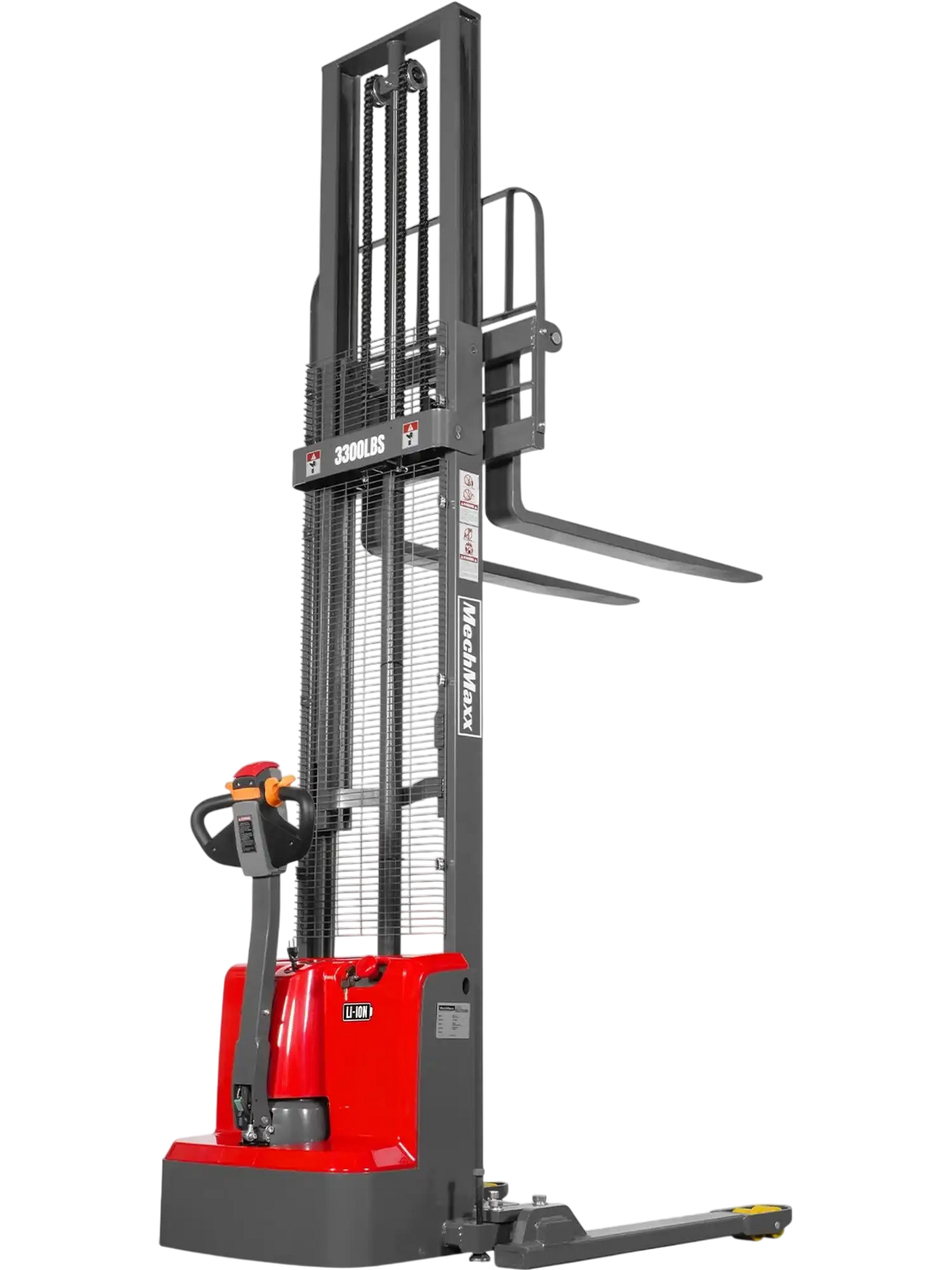 MechMaxx F33-138S Stacker 3300lbs Lithium-ion Electric Straddle 138" Lift Adjustable Legs & Forks New