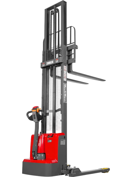 MechMaxx F33-138S Stacker 3300lbs Lithium-ion Electric Straddle 138" Lift Adjustable Legs & Forks New