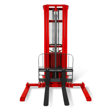 MechMaxx S33-118S Stacker 3300lbs Semi-Electric Straddle 118" Lift Adjustable Legs & Forks New