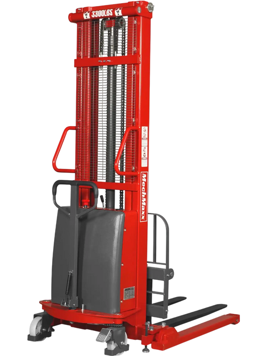 MechMaxx S33-138S Stacker 3300 lbs Semi-Electric Straddle 138" Lift Adjustable Legs Forks New
