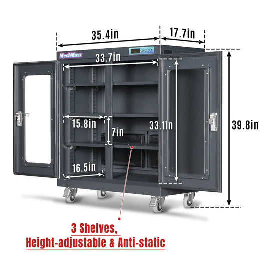 MechMaxx EDC320C Desiccator Cabinet 1-10% RH Electronic Dry Cabinet 320L ESD Ultra-Low Humidity Storage New