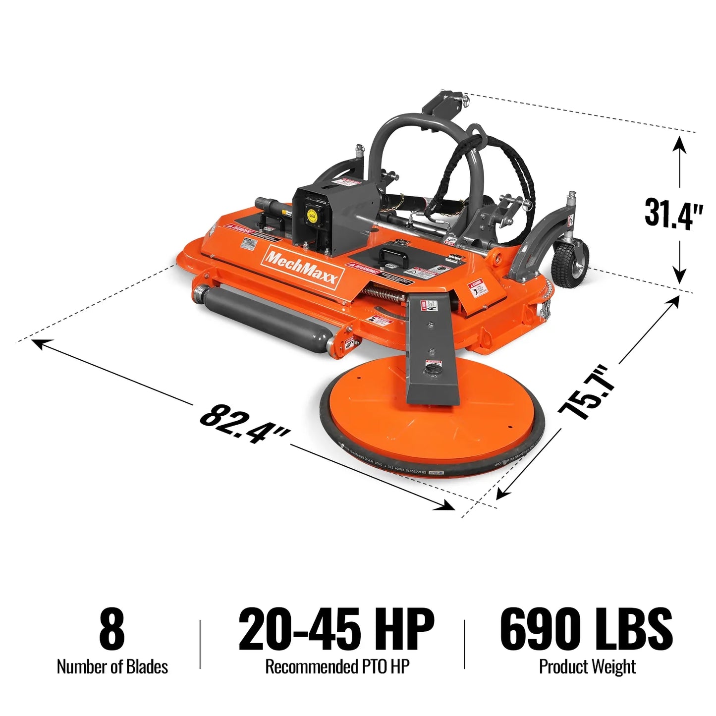 MechMaxx FMS60 Finish Mower 60" Orchard 3 Point Hitch Cat 1 Hydraulic Offset PTO Shaft Included 20-45 HP New