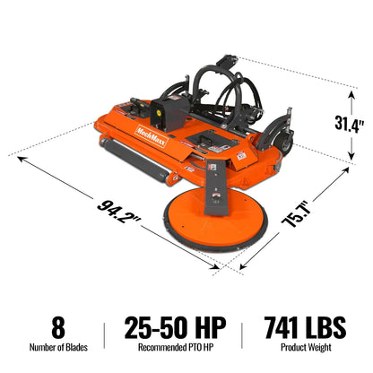 MechMaxx FMS72 Finish Mower 72" Orchard 3 Point Hitch Cat 1 Hydraulic Offset PTO Shaft Included 25-50 HP New