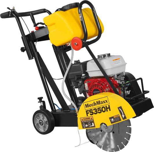 MechMaxx FS350H Concrete Floor Saw Honda GX160 Walk-Behind 14" Blade 4" Cutting Depth New