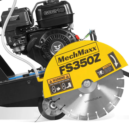 MechMaxx FS350Z Concrete Floor Saw 5.8 HP Walk-Behind 14" Blade 4" Cutting Depth New