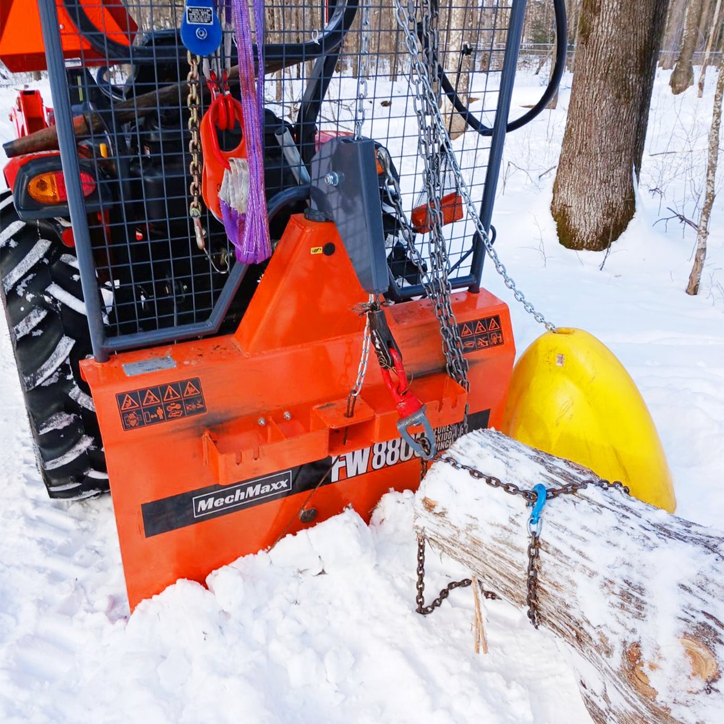 MechMaxx FW8800 Forestry Winch 8800 lbs 3-Point Hitch Log Skidding 200' Cable 25-60 HP Tractor Category 1 Hookup New
