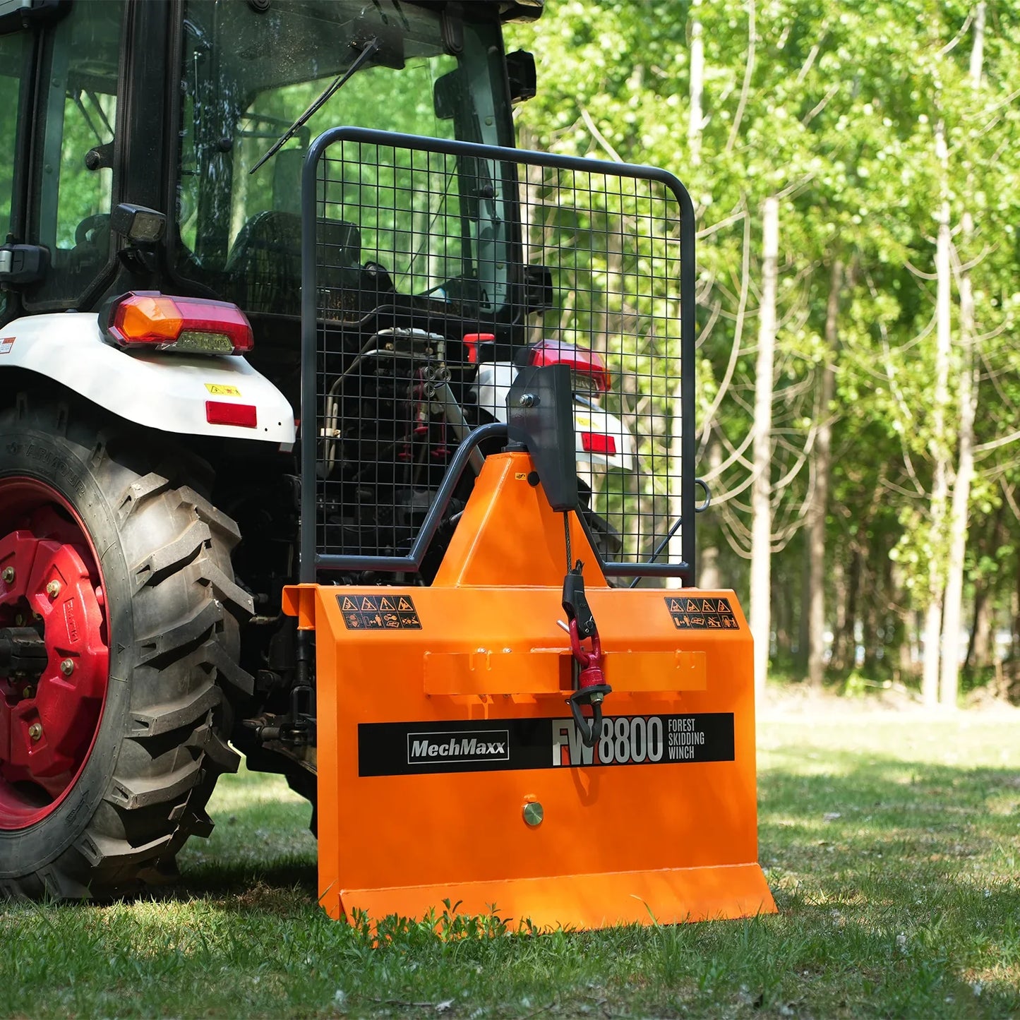 MechMaxx FW8800 Forestry Winch 8800 lbs 3-Point Hitch Log Skidding 200' Cable 25-60 HP Tractor Category 1 Hookup New