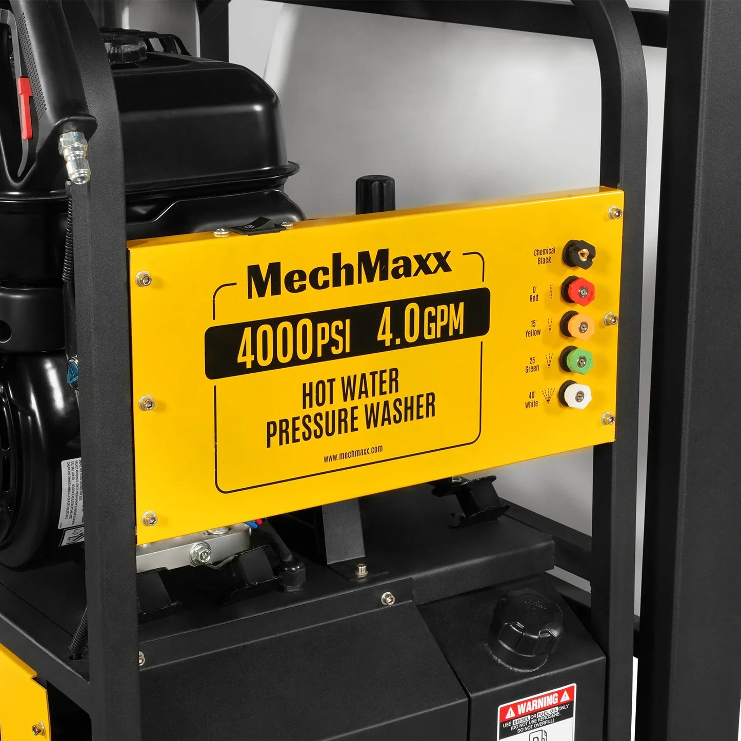 MechMaxx HPW40DBT Pressure Washer 4000 PSI 4 GPM Hot Water Skid Mounted w/ 245 Gal Tank ZONSEN Electric Start Engine New