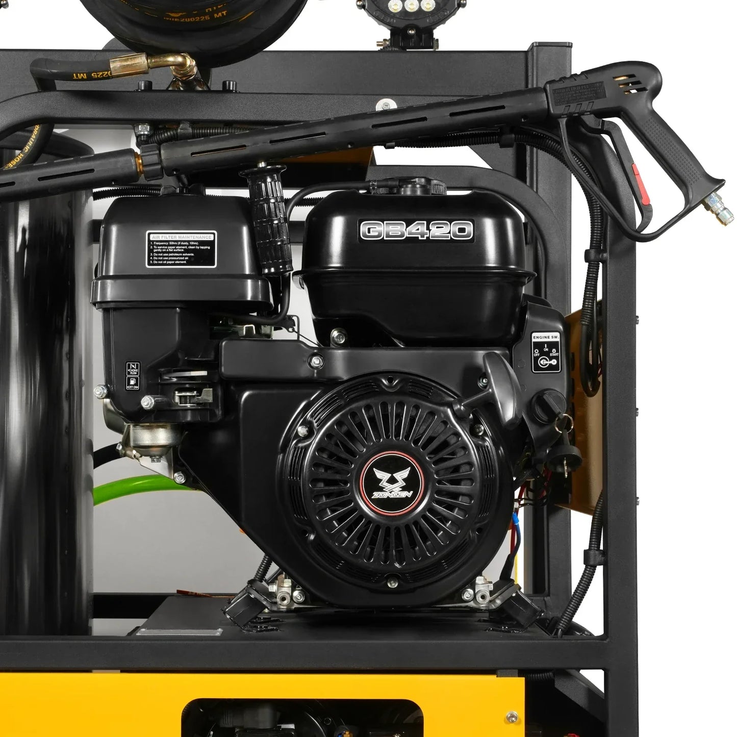 MechMaxx HPW40DBT Pressure Washer 4000 PSI 4 GPM Hot Water Skid Mounted w/ 245 Gal Tank ZONSEN Electric Start Engine New