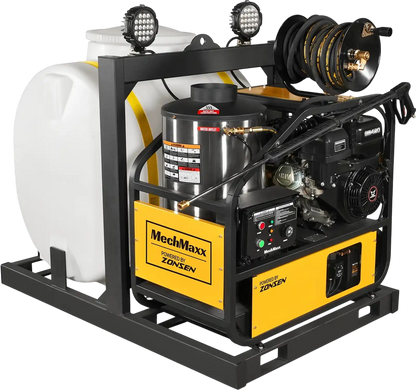 MechMaxx HPW40DT Pressure Washer 4000 PSI 4 GPM Hot Water Skid Mounted w/ 175 Gal Tank ZONSEN Electric Start Engine New
