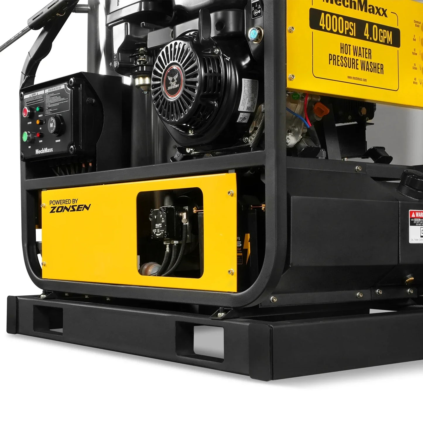 MechMaxx HPW40DT Pressure Washer 4000 PSI 4 GPM Hot Water Skid Mounted w/ 175 Gal Tank ZONSEN Electric Start Engine New