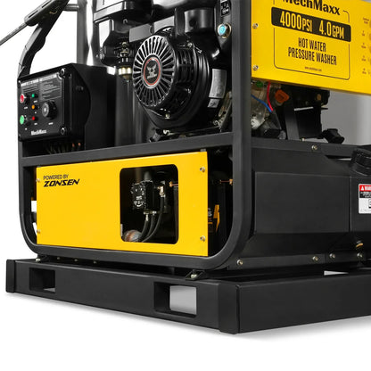 MechMaxx HPW40DT Pressure Washer 4000 PSI 4 GPM Hot Water Skid Mounted w/ 175 Gal Tank ZONSEN Electric Start Engine New